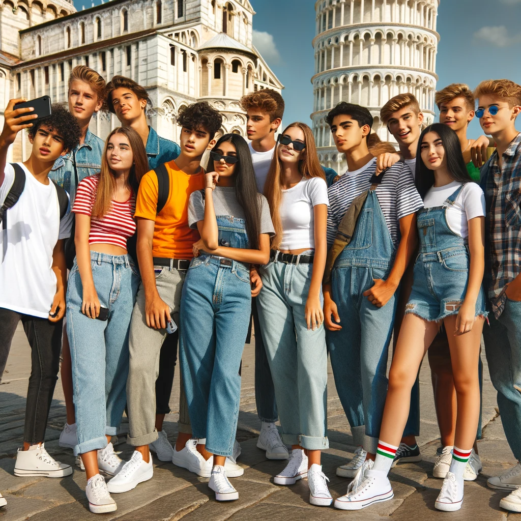 teenagers with passports in Italy